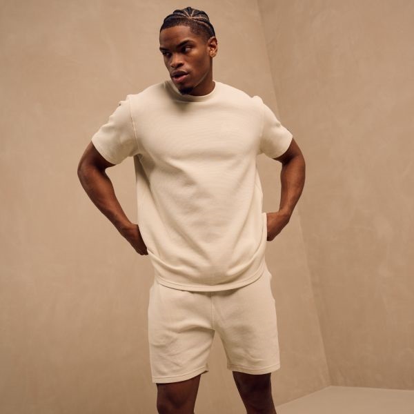 Malelions Signature Waffle Korte Broek Beige