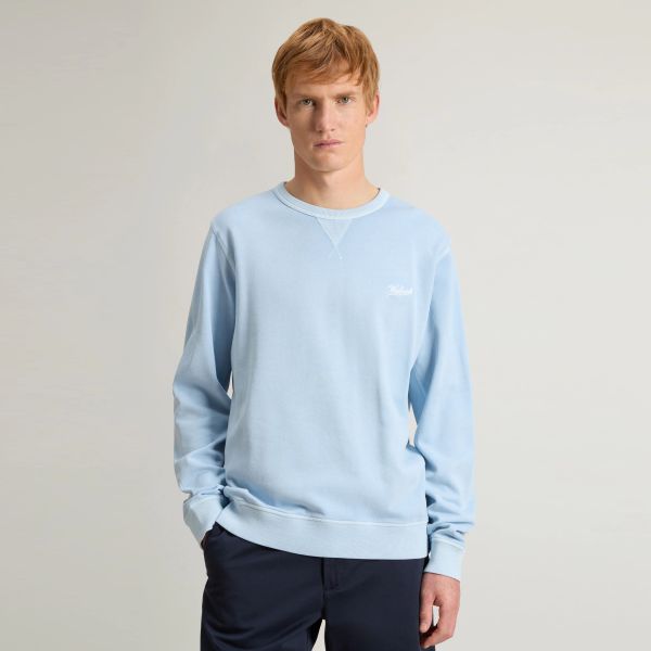 Woolrich Garment Dyed Sweater Licht Blauw