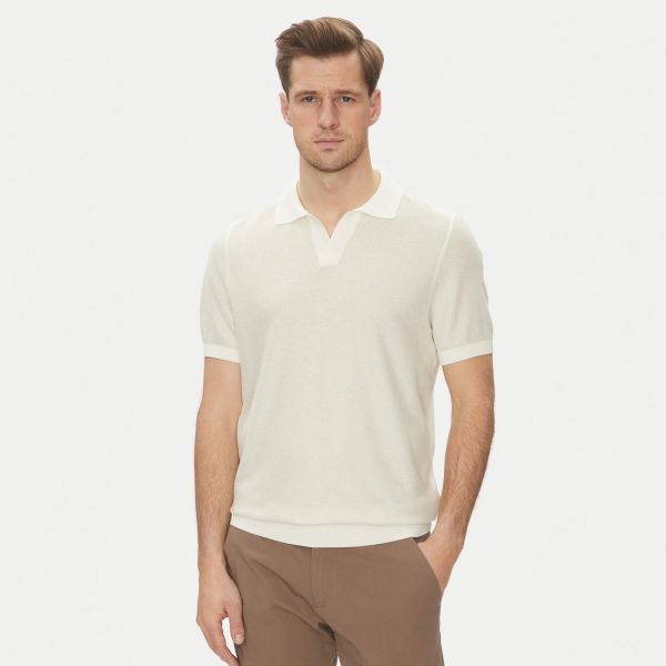Boss Jianluca Knitted Polo Off White