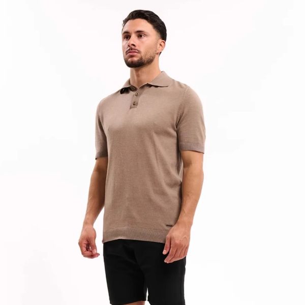 Malelions Knitted Polo Beige