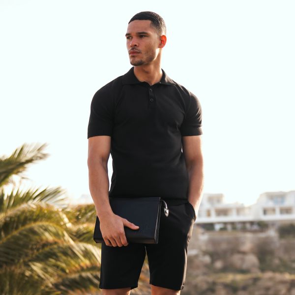 Malelions Knitted Polo Zwart