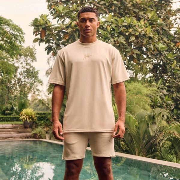 Malelions Split T-shirt Beige