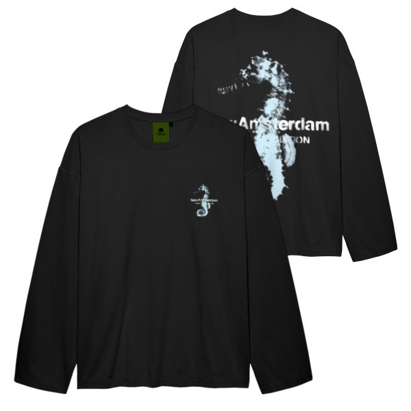 New Amsterdam Surf Association Seahorse Longsleeve T-shirt Zwart