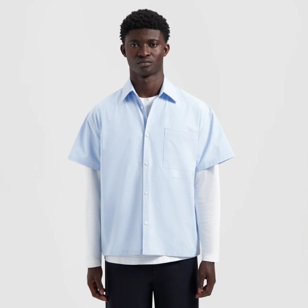 Olaf Boxy Mini Check Overhemd Licht Blauw