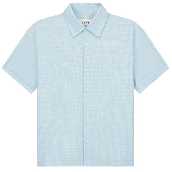 Olaf Boxy Mini Check Overhemd Licht Blauw