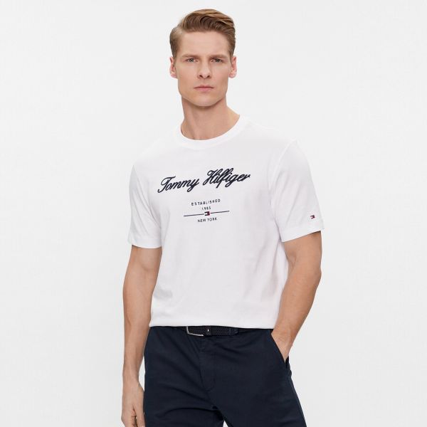 Tommy Hilfiger Script Logo T-shirt Wit