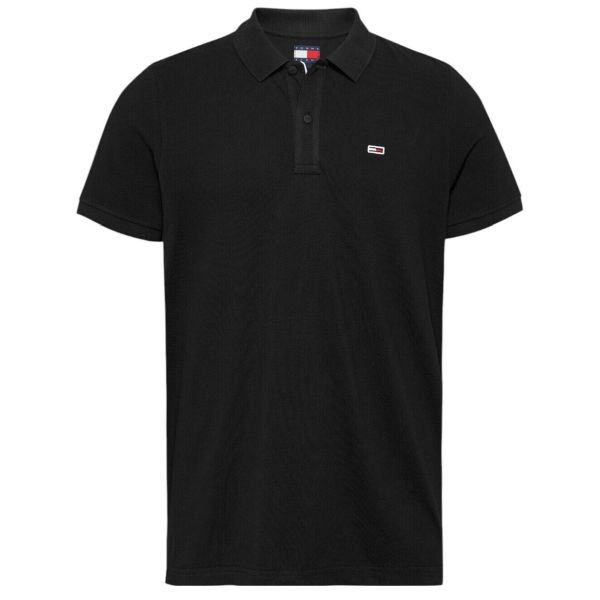 Tommy Jeans Slim Placket Polo Zwart