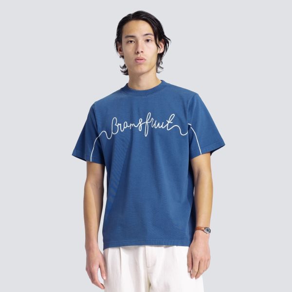 Bram's Fruit Garden Hose Chain Stitch T-shirt Blauw