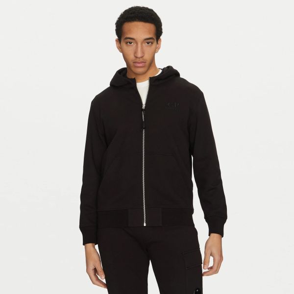CP Company Diagonal Raised Fleece Logo Vest Zwart
