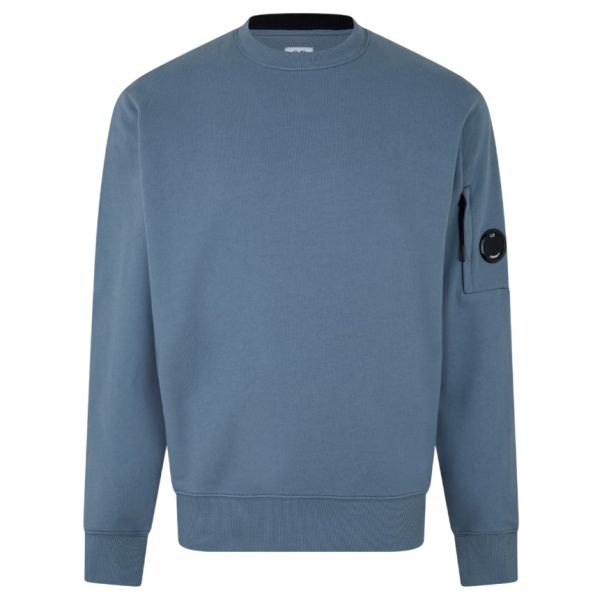 CP Company Diagonal Raised Fleece Lens Sweater Blauw