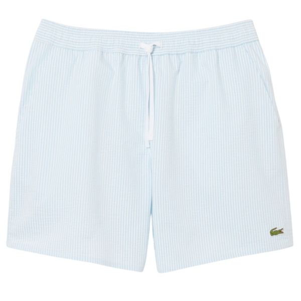Lacoste Striped Zwembroek Wit/Licht Blauw