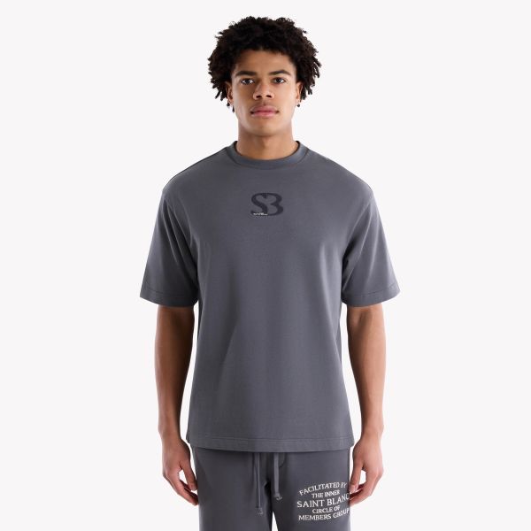 Saint Blanc Initial Logo T-shirt Antraciet