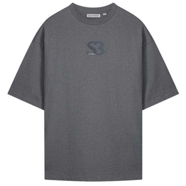 Saint Blanc Initial Logo T-shirt Antraciet