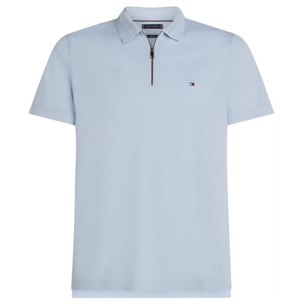 Tommy Hilfiger Mercerised Pique Zip Polo Licht Blauw