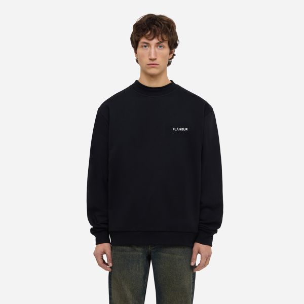 Flâneur Essential Logo Sweater Zwart
