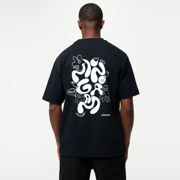 Genti Monogram T-shirt Zwart