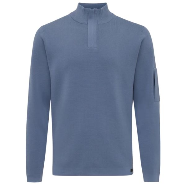 Genti Turtle Zip Sweater Donker Blauw