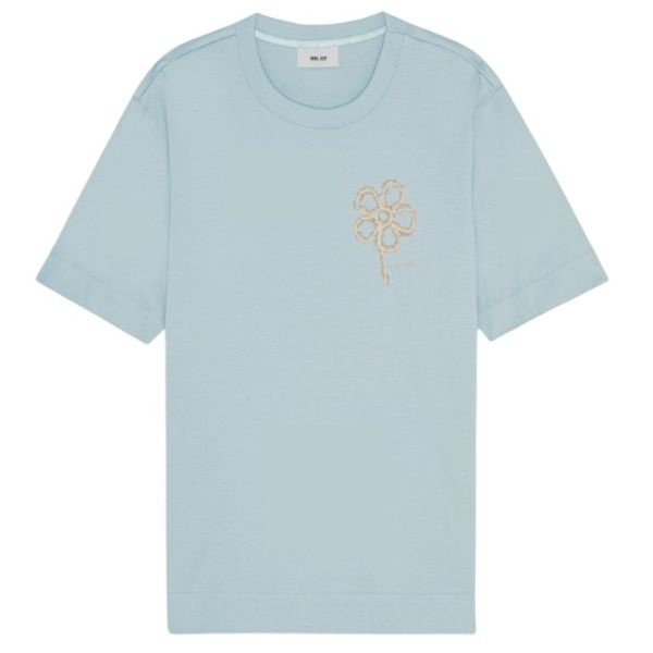 NN.07 Pedro EMB T-shirt Licht Blauw