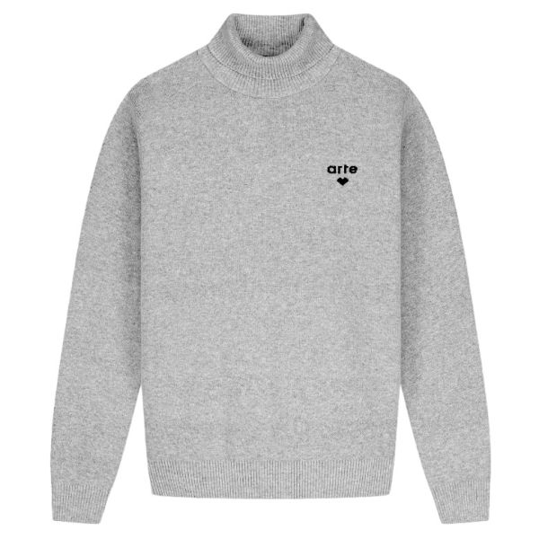 Arte Antwerp Kole Logo Turtle Neck Sweater Grijs
