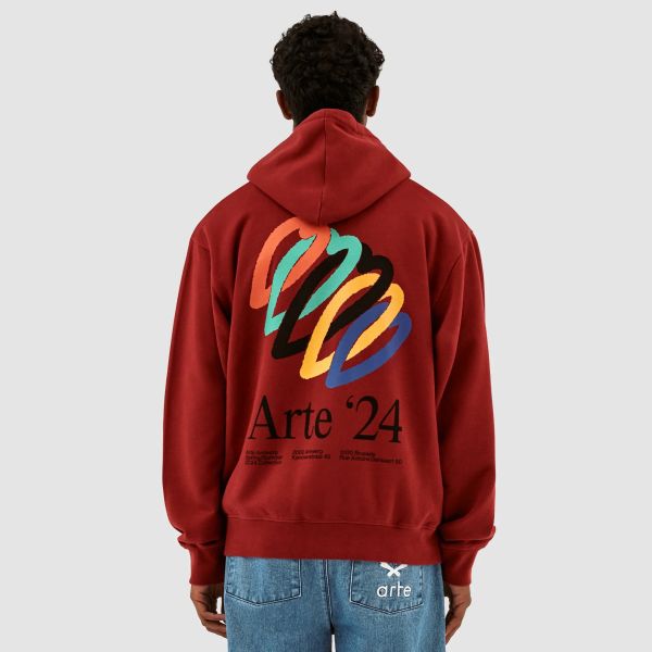 Arte Antwerp Hank Back Hearts Hoodie Bordeaux