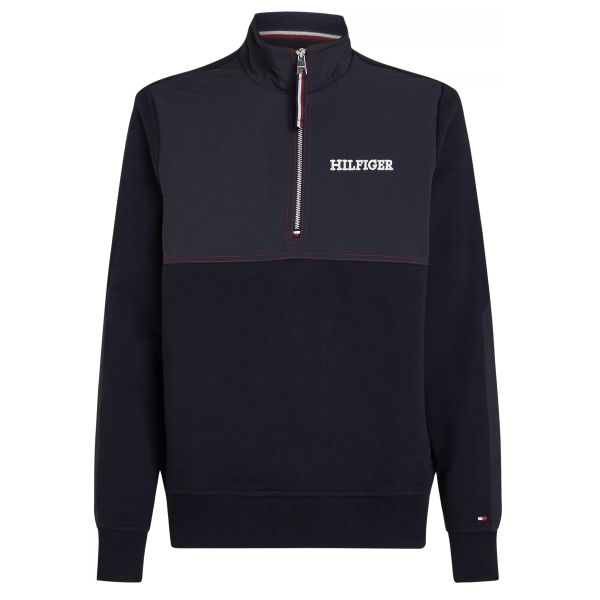 Tommy Hilfiger Monotype Mix Media Half Zip Pullover Marine