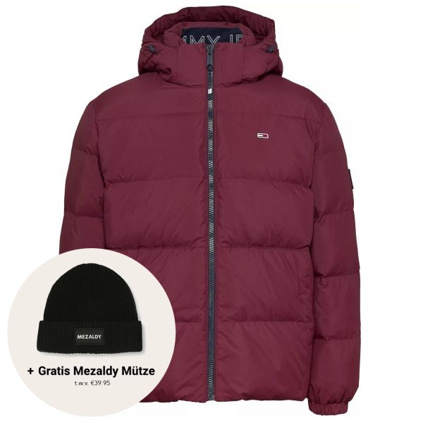tommy jeans essential down puffer bordeaux