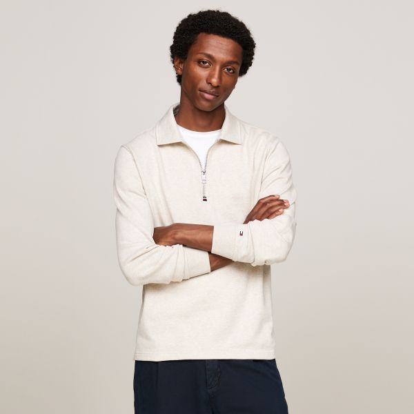 Tommy Hilfiger Terry Half Zip Sweater Off White